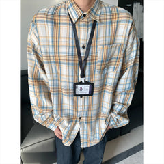 HEARUJOY  -  New Arrival Mens Plaid Shirt Long Sleeve Casual Shirts Dress Shirt Classic Shirts Tops Blouse Male Clothes Outerwear