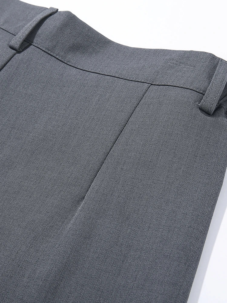 HEARUJOY  -  New Korean Men's Casual Pants Banded Waist Stretch Semi-Wide Pleated Suit Slacks Straight Loose Draped Trousers