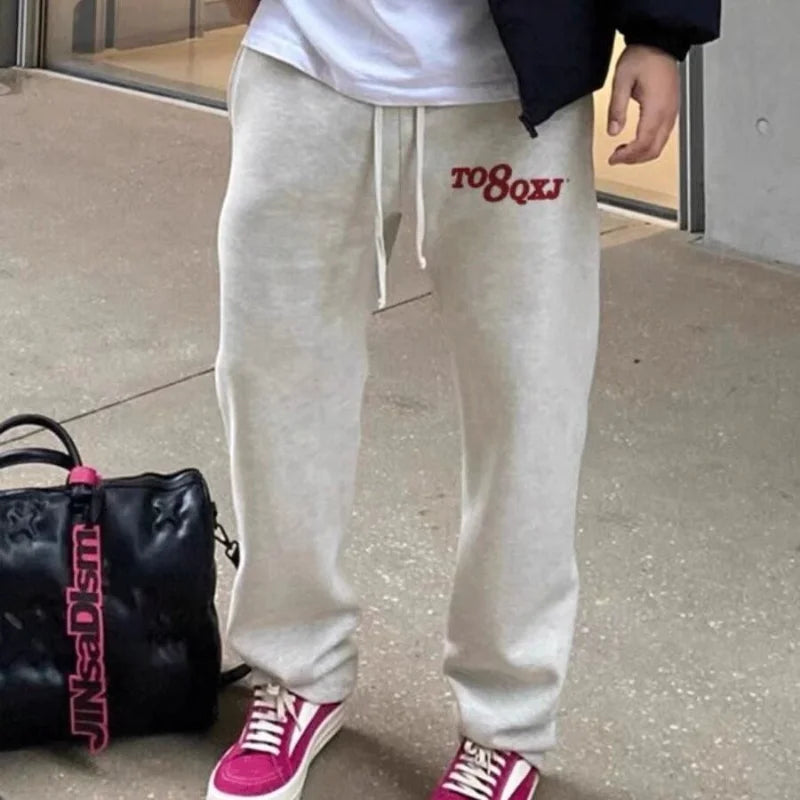 HEARUJOY  -  American Retro Trendy Sports Simple Style Straight Men Casual Loose Trousers Versatile Wide Legs