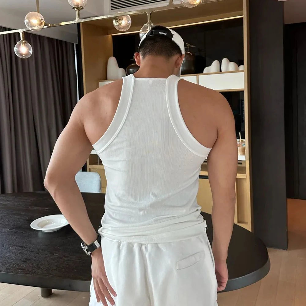 HEARUJOY  -  Mens Sexy Body Shaping Sports Fitness Casual Vest 2024 New Genderless Breathable Elastic Slim Solid Color Simple Tank Top Unisex