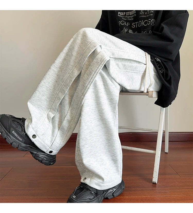 HEARUJOY  -  Black Casual Pants Men Fashion Oversized Wide Leg Pants Men Sweatpants Streetwear Loose Sports Pants Mens Joggers Trousers