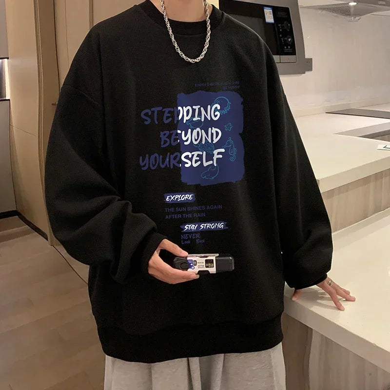 HEARUJOY  -  Funny Men's Oversized Hoodie White Walf Checks Hoodies for Men Fashion Letter Print 5XL Man Casual Wear Hoody Male Sweatshirt