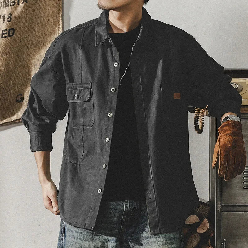Hearujoy Men's Shirt American Retro Workwear Long-sleeved Loose Hard Hunter Hunting Shirt Men's Spring Fashion Personality Coach Coat New