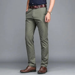 HEARUJOY  -  Summer Thin Slim Men Business Suit Pants Streetwear Fashion Korean Male Clothing Cotton Solid Daily Casual Straight Trousers 42