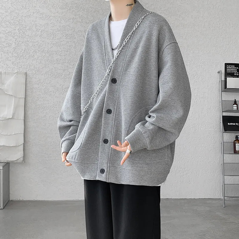 HEARUJOY  -  Autumn Spring 2025 Hoodie Sweatshirt Men's Hip Hop Loose Black Grey Cardigan Streetwear Casual Fashion Clothes OverSize S-5XL