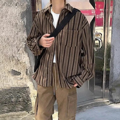 HEARUJOY  -  Spring and Autumn Fashion Loose Shirt Men's American Street Silhouette Retro College Style Handsome Y2K Long Sleeve Top Men