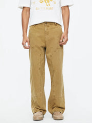 HEARUJOY  -  Premium Men's Garment-Dyed Cotton Canvas Casual Pants American Vintage Spring Summer Relaxed Straight-Leg Comfort Trousers