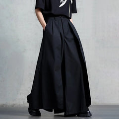 HEARUJOY  -  Mens Skirt Pants Japanese Dark Gothic Style Double-Layer Culottes Fashion Personality All-Match Casual Wide-Leg Pants Men'S Wear