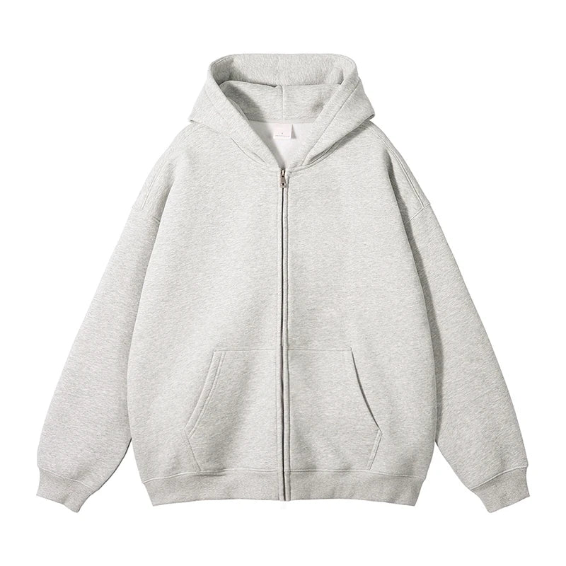 HEARUJOY  -  New Men's Hoodies Sweatshirts Zipper Hoodie Solid Color Hip Hop Mens Hooded Jacket Loose Track Hoodie Jacket Coat Streetwear