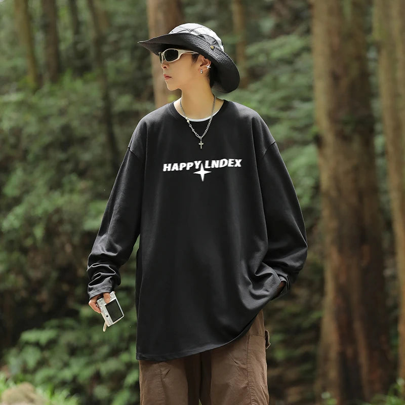 HEARUJOY  -  Y2k T Shirt for Men Autumn Oversized Long-Sleeved Tees Men Clothing Letter Printed Gym Anime Shirt Tops Man Graphic T Shirts