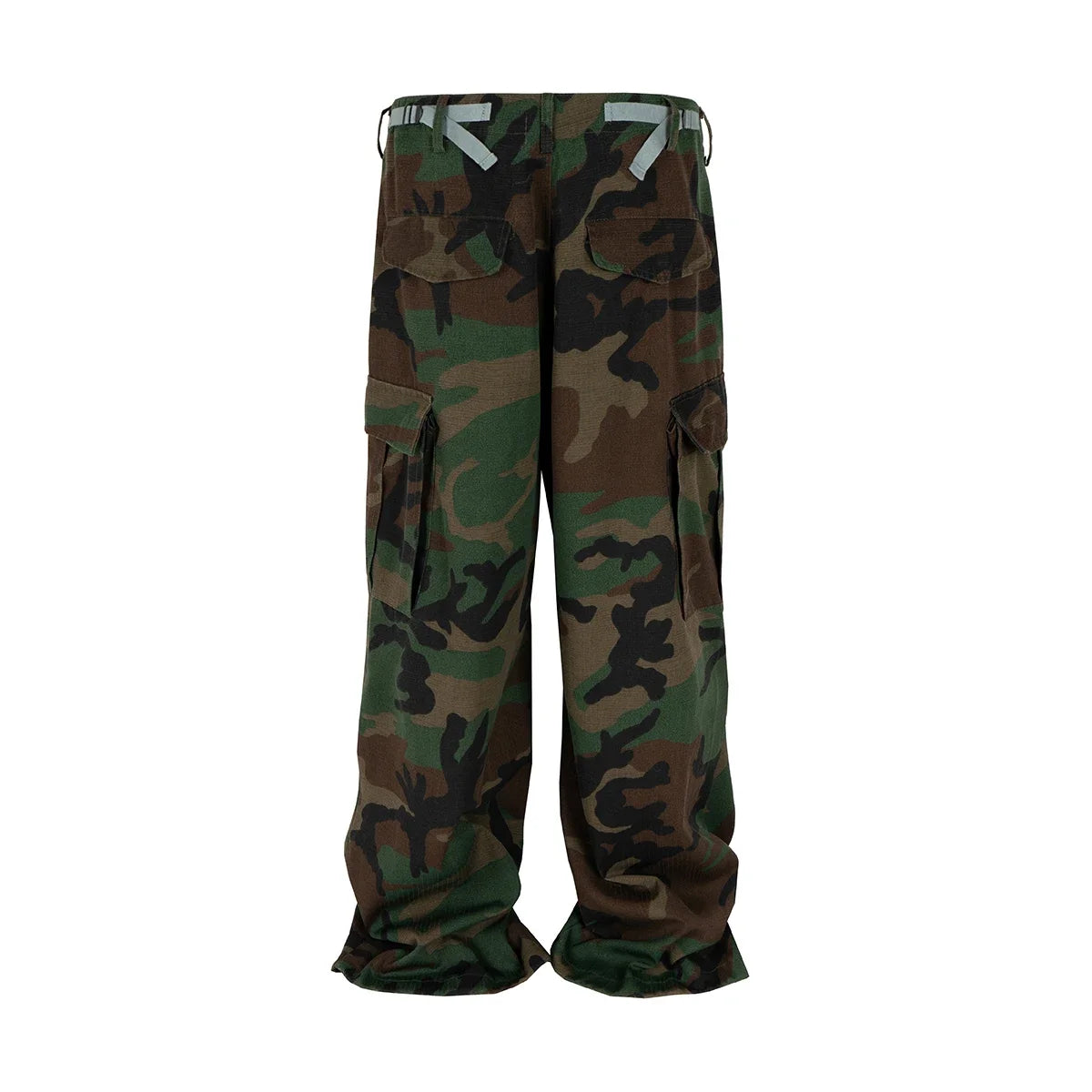 Hearujoy Streetwear Multi-pockets Baggy Camouflage Cargo pants Mens and Womens Straight Patchwork Loose Casual Overalls Oversized Jeans