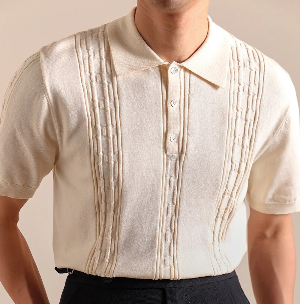HEARUJOY  -  Summer Retro Collar Italy Polo Shirt Men Cotton Blend Short Sleeve Lightweight Breathable Casual Half Sleeve Top Knitted Tshirt