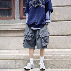 Hearujoy Mens Street Wear Summer Shorts Workwear Three-Quarter Pants Fashion Trend Home Color Matching Casual Shorts Sports Beach Pants