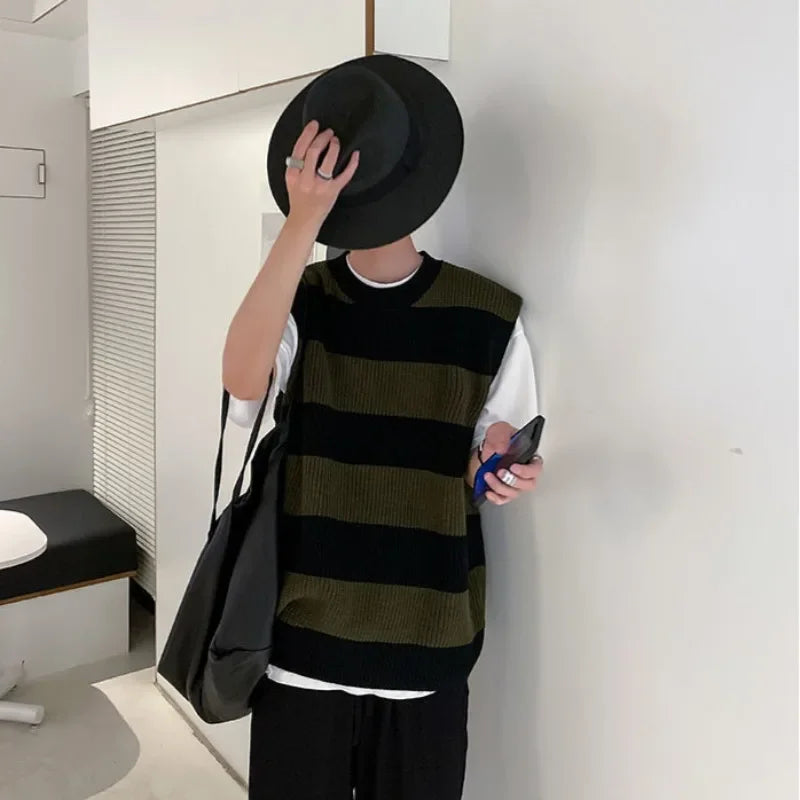 HEARUJOY  -  Waistcoat Sleeveless Long Sweater Man V Neck Knit Vests for Men Korean Popular Clothes Cheap Knitwear Cashmere Elegant Smooth