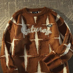 HEARUJOY  -  American Retro High Street Star Sweater Men's Spring Autumn Loose Lazy Style Oversize Japanese Knitted Jacket