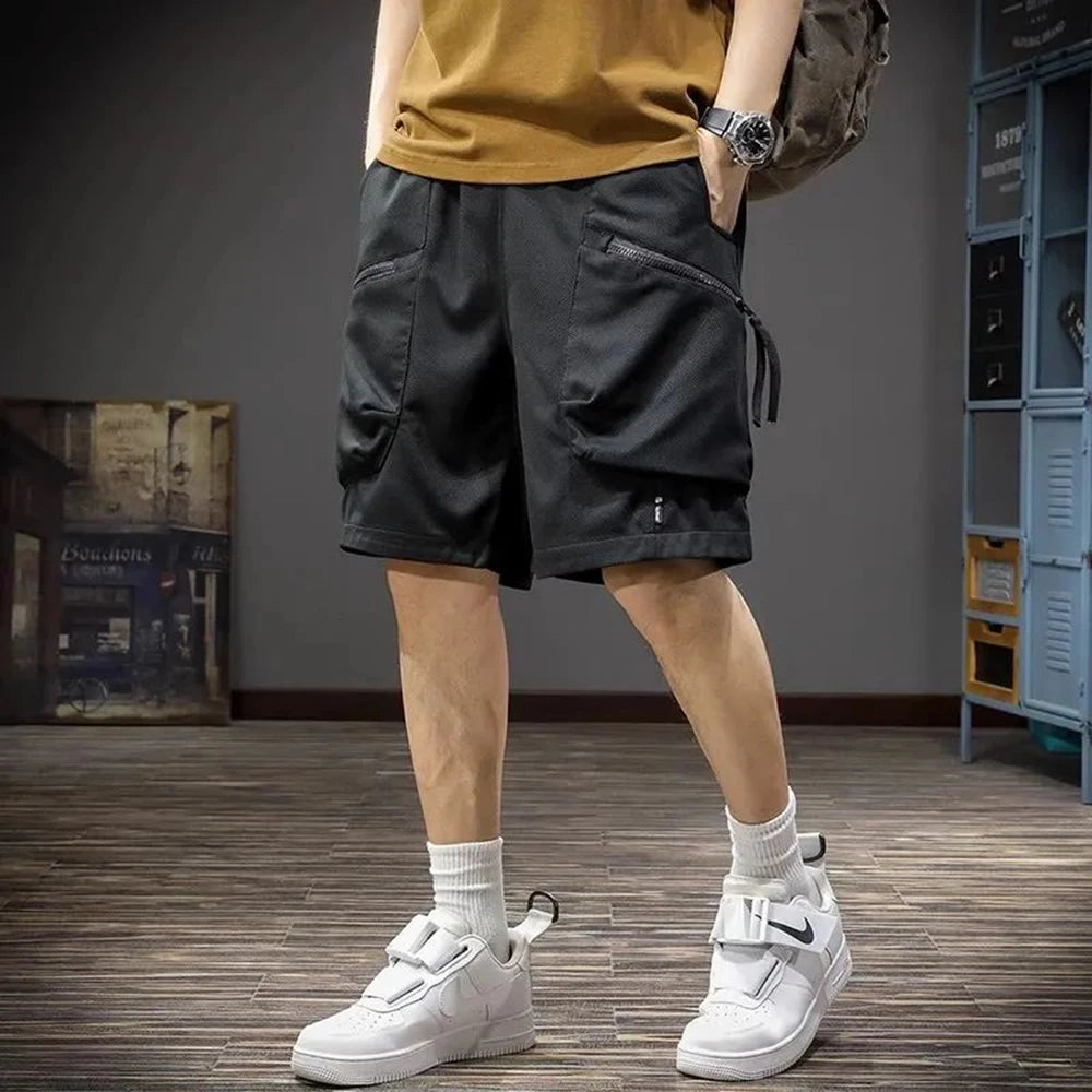 Hearujoy Summer Thin Cargo Shorts Men's Fashionable Sports Casual Medium Pants Loose Straight Versatile Quarter Pants Men