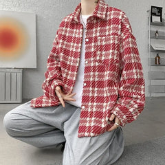 HEARUJOY  -  Knitted Men's Trendy Brand Loose Casual Cardigan Jacket Plaid Shirt
