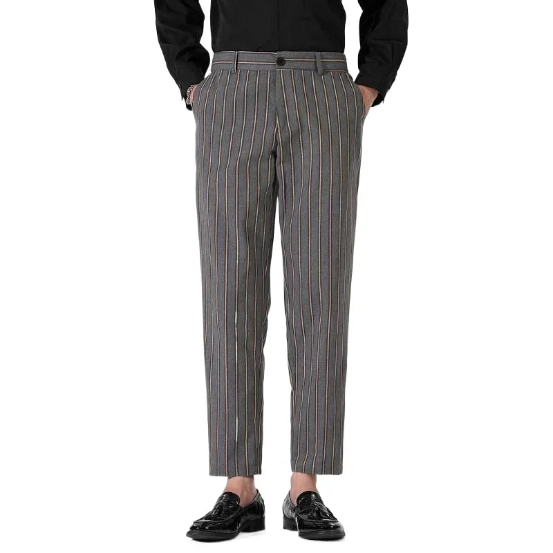 HEARUJOY  -  Men's Spring and Fall New Fashion Striped Business Casual Nine Straight Leg Suit Pants