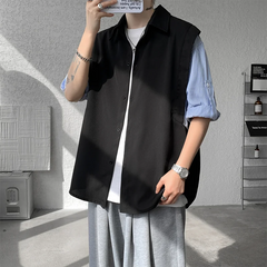 HEARUJOY  -  Summer Short Sleeved Shirt Men Oversized Society Mens Black Dress Shirts Korean Loose Casual White Shirt Mens Striped Shirt
