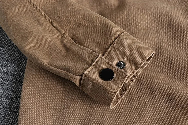 HEARUJOY  -  Men Workwear Military Long Sleeve Shirts Cotton Casual Loose Handsome Versatile Male Cargo Washed Big Pocket Woven Shirt Jackets