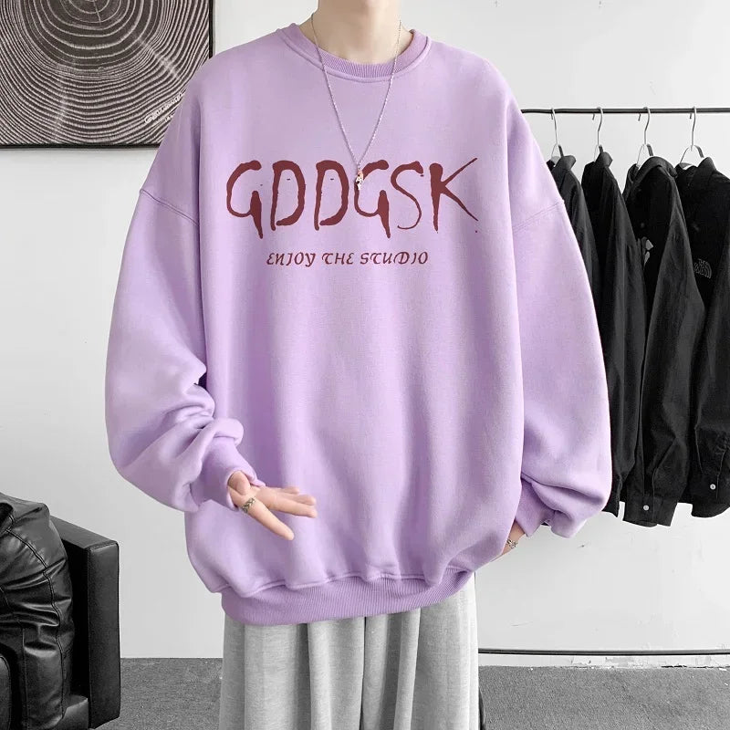 HEARUJOY  -  Men's Oversized Hoodie White 5XL Unisex Autumn Over Size Hoodies for Men Letter Print Man Casual Wear Hoody Male Sweatshirt