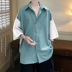 HEARUJOY  -  Summer Short Sleeve Shirt Men Fashion Oversized Ice Silk Shirt Men Streetwear Loose Casual Shirts Mens Hawaiian Shirt M-3XL