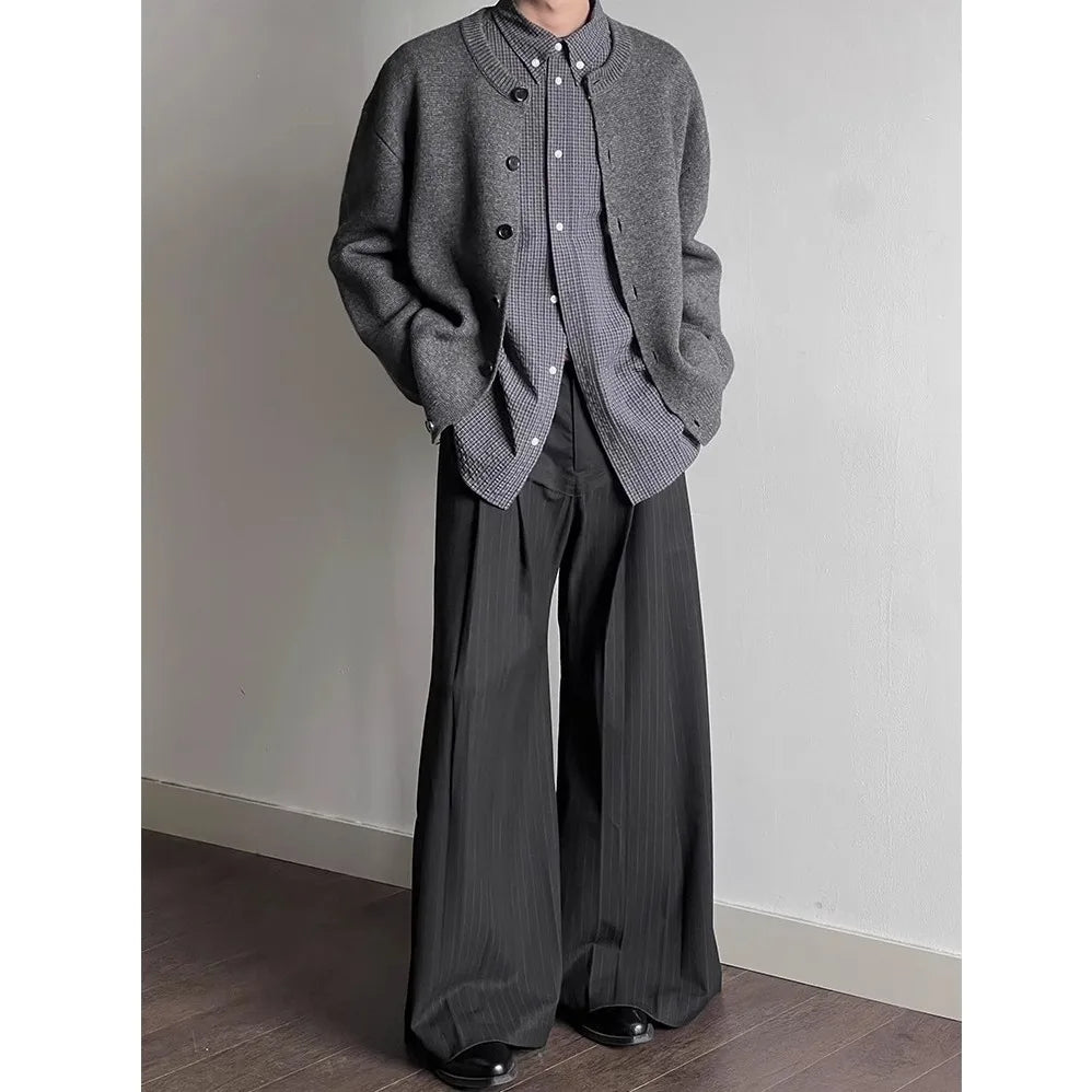 HEARUJOY  -  Autumn Winter Lazy Sle Soft Woolen Camere Knitted Sweater Men's Korean Version High-End Feeling Open Cardigan Outerwear