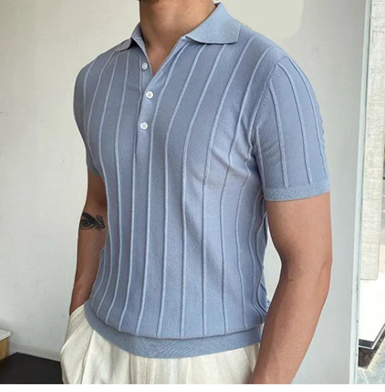 HEARUJOY  -  Men's Short-Sleeved Polo Shirt with Lapel Collar, Business Casual Style, Pure Color Sweater, New Fashionable Design, Plus Size