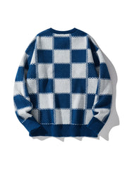HEARUJOY  -  New Popular Autumn Winter Plaid Jacquard Pattern Pullover Sweater Casual Round Neck Contrast Color Knitted Men's Pullover