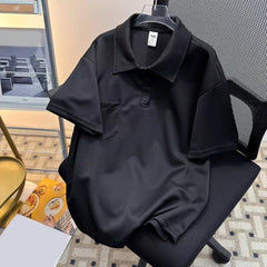 HEARUJOY  -  Casual Outing 2XL Men Summer T-Shirt Men's Casual Summer Tops Short Sleeve Shirt Casual Fashion Lapel Neckline Regular Length