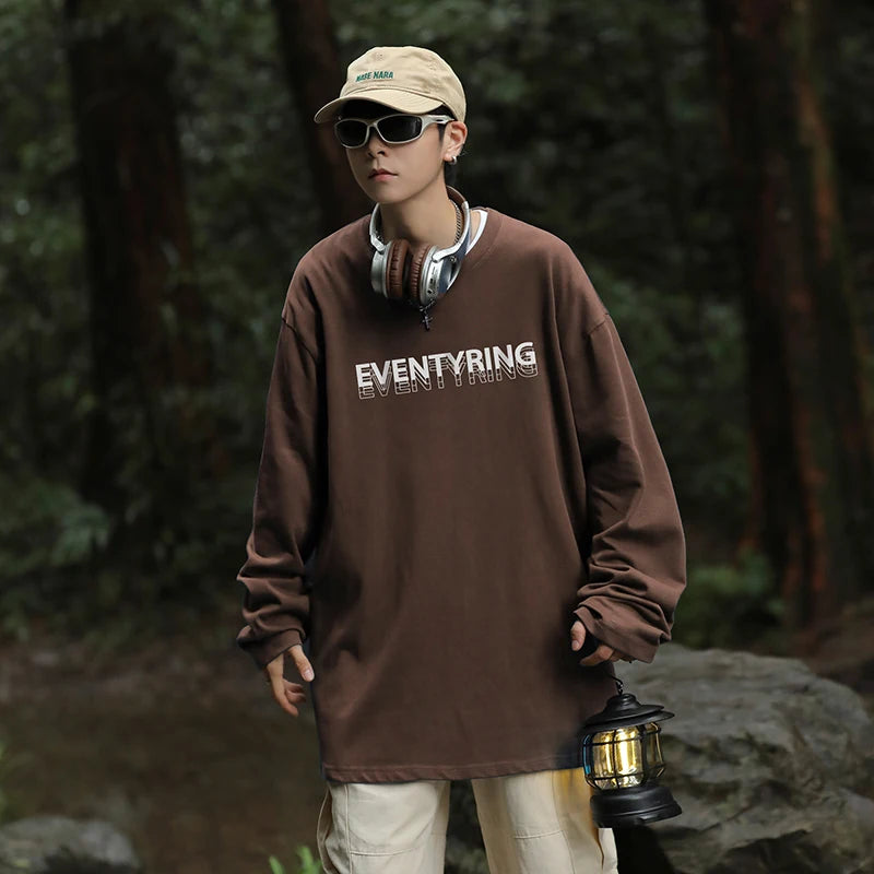 HEARUJOY  -  Korean Harajuku Oversized T-shirt Men Y2k Streetwear Top Tees Autumn Casual Loose Long Sleeves Men T Shirts Fashion Men Clothing
