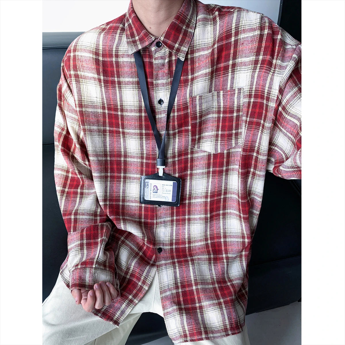 HEARUJOY  -  New Arrival Mens Plaid Shirt Long Sleeve Casual Shirts Dress Shirt Classic Shirts Tops Blouse Male Clothes Outerwear