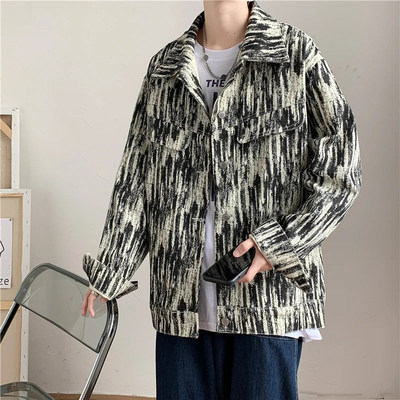 HEARUJOY  -  Vintage Denim Jacket Men's Single-breasted Lapel Denim Jackets Fashion Casual Coat Spring Autumn Male Overcoat