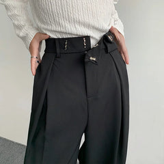 Hearujoy New Black Suit Pants Men Fashion Social Mens Dress Pants Korean Loose Oversized Wide Leg Pants Mens Formal Trousers M-2XL