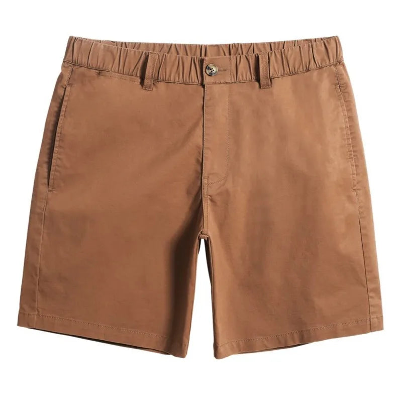 HEARUJOY  -  Men's Classic Fitted Cotton Casual Shorts with Elastic Waistlines and Multiple Pockets for Daily Commuting and Summer Shorts