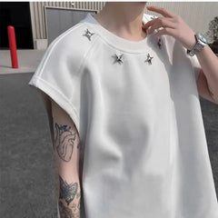 Hearujoy Cotton Metal Button Tank Top Men's Summer Sports Fitness Sleeveless T-Shirt Designer Canvas Soft Star