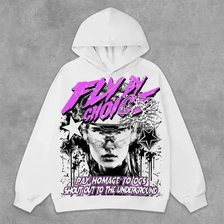 Hearujoy Harajuku Oversized Vintage God Letter Print Hoodies Women Men Streetwear High Street Sweatshirt Goth Jacket Y2k Hoodie