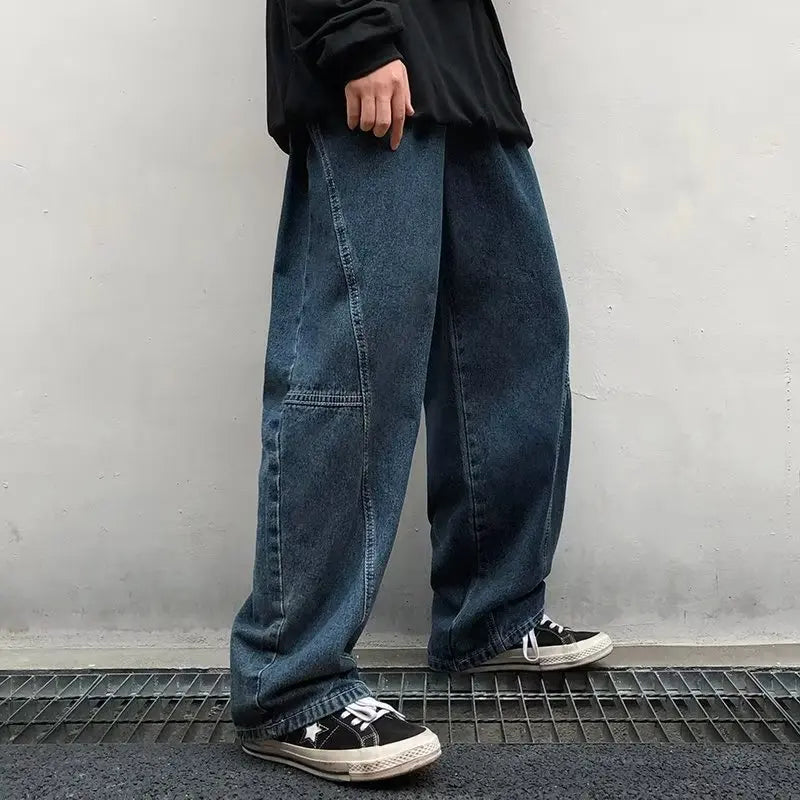 Hearujoy New Streetwear Patchwork  Jeans Cargo Pants Loose Plus Size Wide Leg Pants Harajuku Casual Denim Pants Men Clothing Y2K