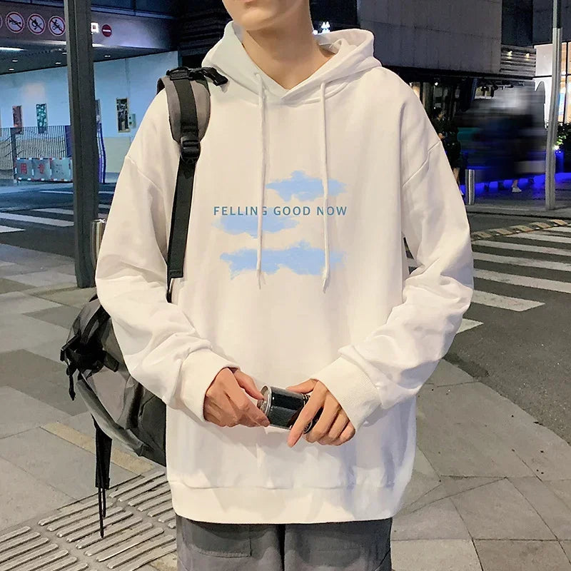 HEARUJOY  -  Funny Men's Oversized Hoodie Off White Hoodies with Hat Oversize for Men Cloud Print 5XL Man Casual Wear Hoody Male Sweatshirt