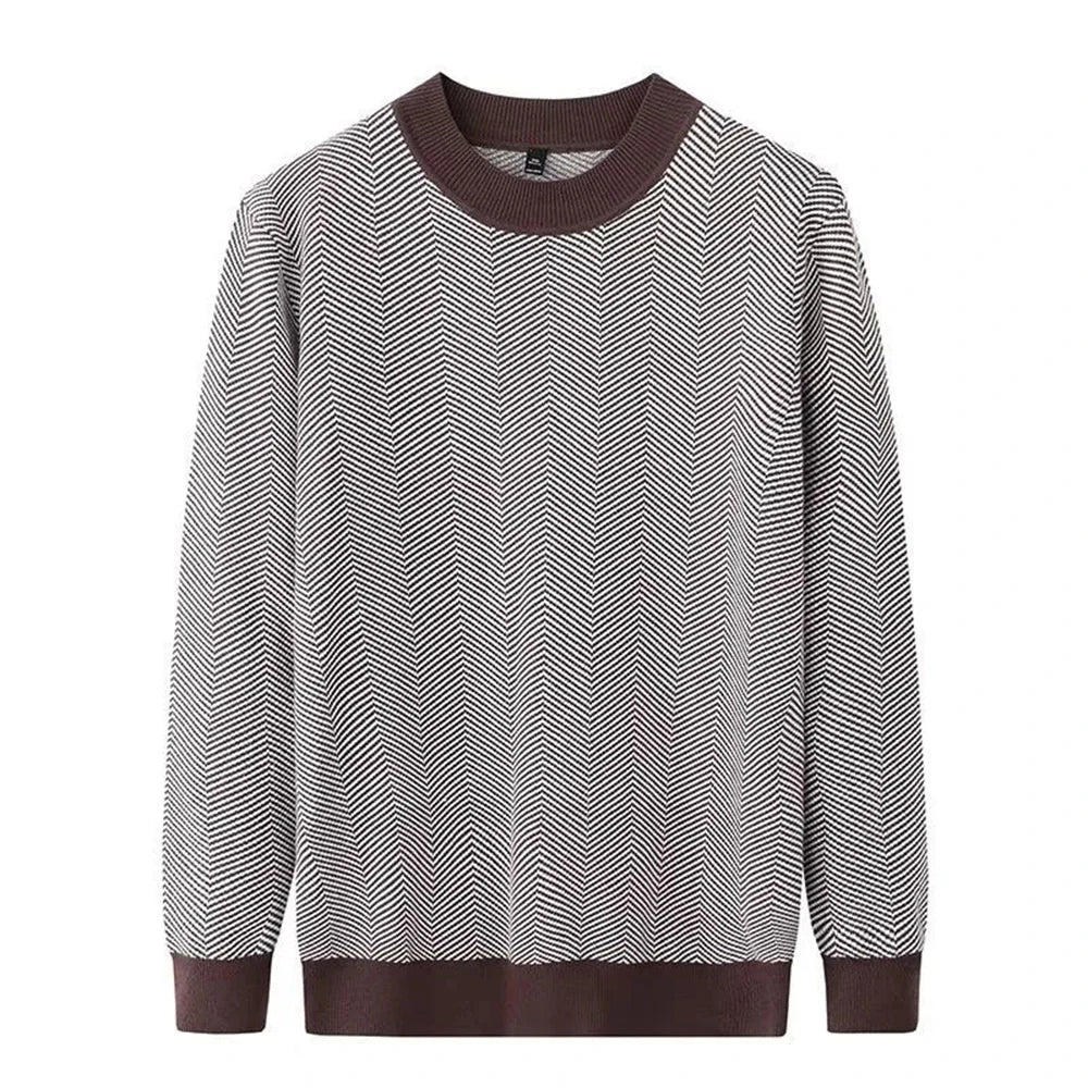 HEARUJOY  -  Simple Fashionable Contrast Color Luxury Striped Sweater Mens 2025 Spring New Warm Casual Elastic Retro Bottoming Wear Sweater