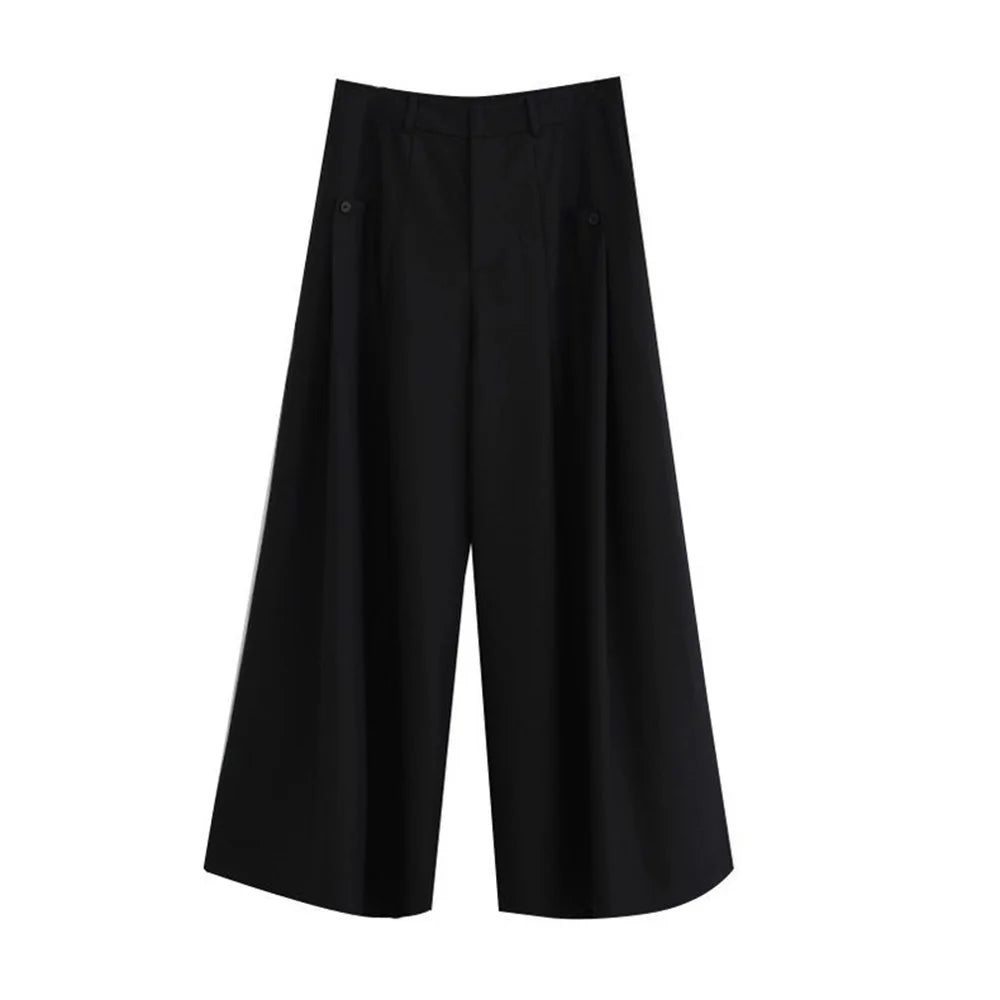 HEARUJOY  -  Y2k Dark Style Thick Fabric Skirt Pants Samurai Pants Hakama Genderless Streetwear Fashion Casual Wide Leg Pants Unisex