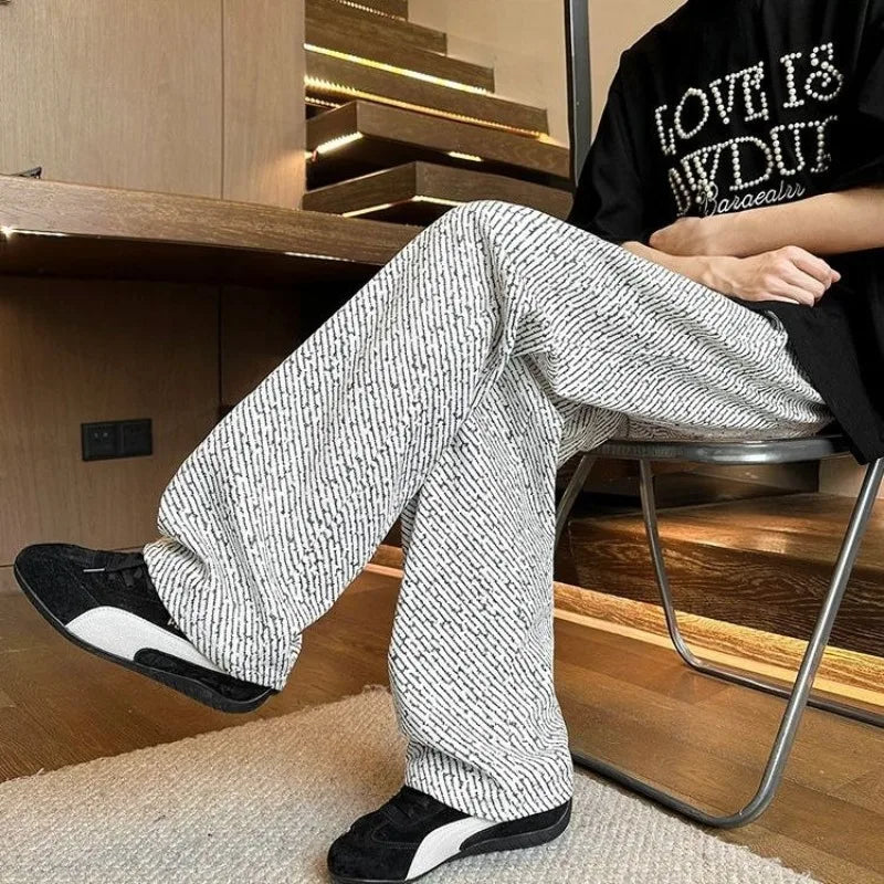 HEARUJOY  -  Baggy Ice Silk Men's Casual Straight Pants Summer Thin Male Trousers Low Price Stylish Designer Vintage Original Y2k Clothing