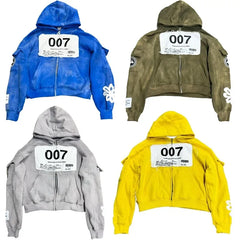 Hearujoy America Fashion Patch Letter Embroidery Oversized Zipper Hoodies For Men And High Quality Women Y2K Harajuku Hip-Hop New Hoodies