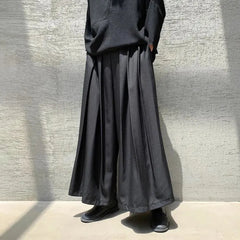 HEARUJOY  -  Y2k Gothic Dark Style Skirt Pants Genderless Spring Street Wear Fashion Japanese Plain Daily Casual Hakama Wide-Leg Pants Unisex