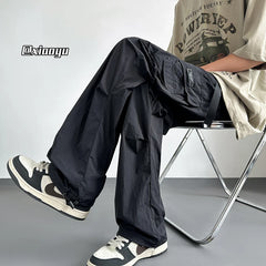 HEARUJOY  -  Streetwear Spring Summer Casual Men Trousers Solid Color Harajuku Lightweight Cargo Pants Fashion Straight Men's Pants