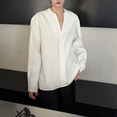 HEARUJOY  -  Mens Shirt V-Neck Sexy Nightclub Shirt Streetwear Ballroom Fashion Elegant Versatile Long-Sleeved Top Men'S Clothing 2025 New