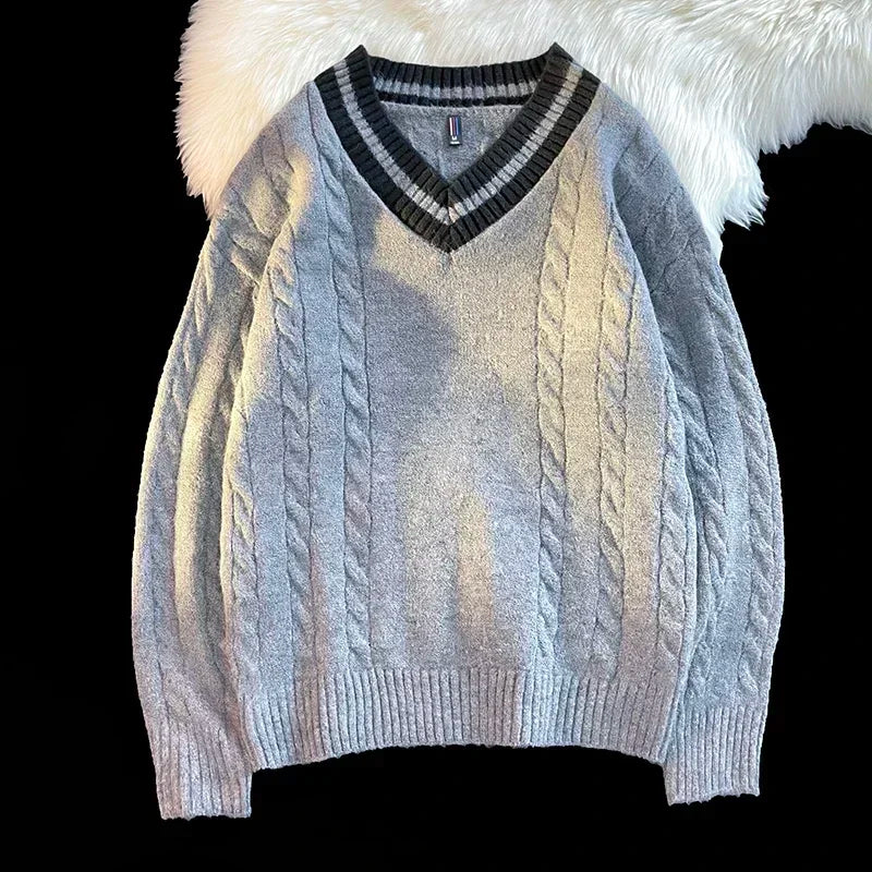 HEARUJOY  -  Men's New Autumn and Winter Sweater Base Shirt Men's V-neck Design All Comfortable Lazy Wind Warm Can Wear Sweater Men