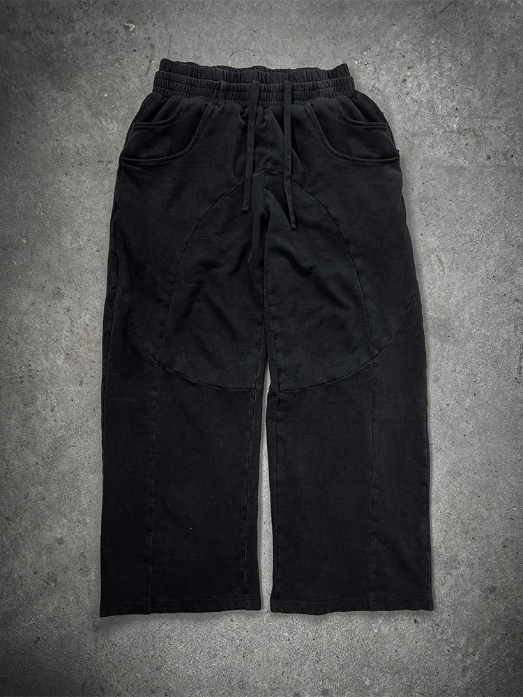 HEARUJOY  -  Outdoor Casual Men's Loose Sweatpants 2025 Autumn Y2K Style Double Waist Drawstring Straight Pants For Men Hip Hop Baggy Pants