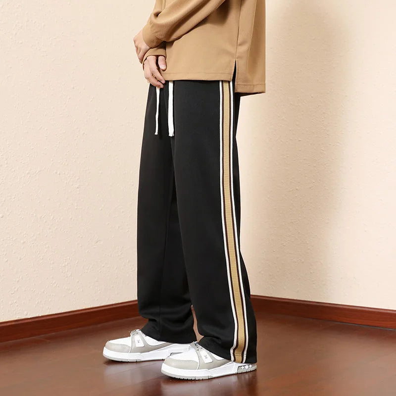 HEARUJOY  -  New American Streetwear Pants Men Autumn Fall Casual Sports Pants Fashion Classic Side Stripes Matching Color Pants