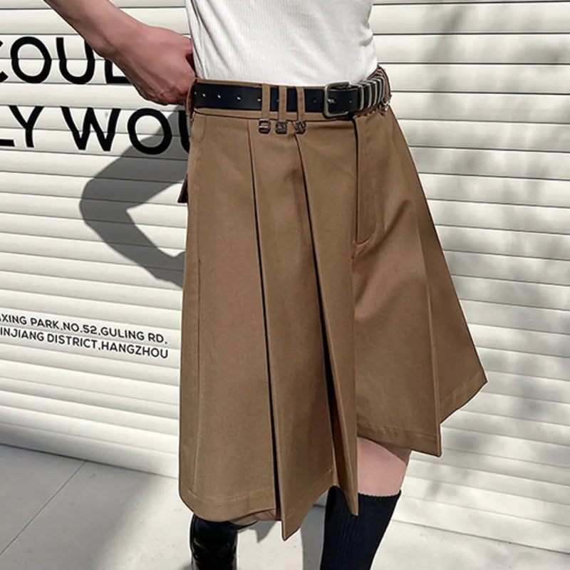 Hearujoy Summer Men's Suit Shorts New Stylish Pleated Korean Style Letter Decoration Loose Fold Short Pants Men Clothing 9C553